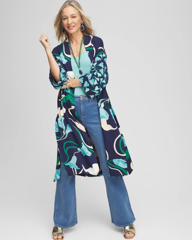 Long Wildflower Open-Front Kimono - image 1